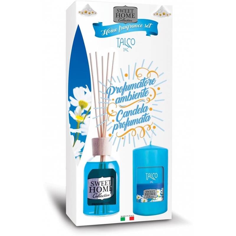 SWEET HOME – Dárková sada Talco difuzér 100ml + vonná svíčka 135g